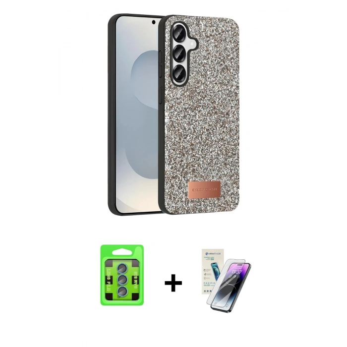 MARSİLYAN™- Galaxy S25 Plus Kılıf Vadi Klasik Serisi - Şeffaf Pasifik Cam Ekran Koruyucu + Raze Metal Kamera Lens - MI