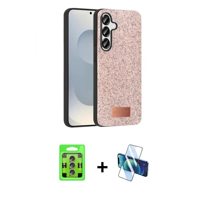 MARSİLYAN™- Galaxy S25 Plus Kılıf Vadi Klasik Serisi - Siyah 3D Antistatik Cam Ekran Koruyucu + Raze Metal Kamera Lens - LI