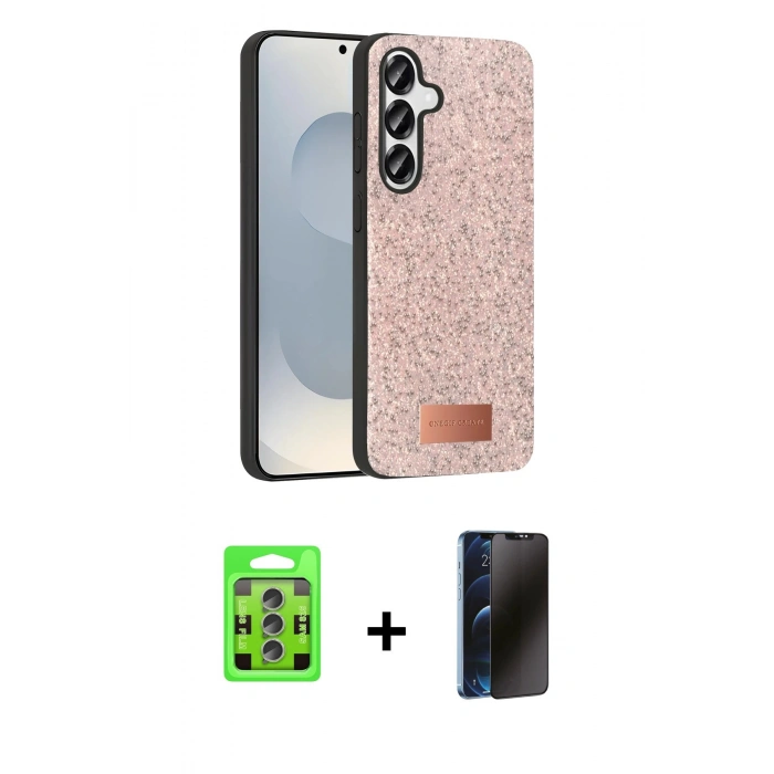 MARSİLYAN™- Galaxy S25 Plus Kılıf Vadi Klasik Serisi - Siyah 3D Antistatik Hayalet Cam Ekran Koruyucu + Raze Metal Kamera Lens - LI