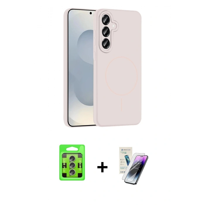 MARSİLYAN™- Galaxy S25 Plus Kılıf Yankı Form Serisi - Şeffaf Pasifik Cam Ekran Koruyucu + Lacivert-Mavi Raze Metal Kamera Lens
