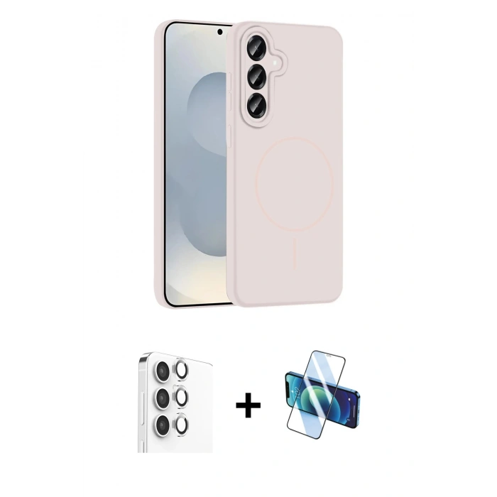 MARSİLYAN™- Galaxy S25 Plus Kılıf Yankı Form Serisi - Siyah 3D Antistatik Cam Ekran Koruyucu + Raze Metal Kamera Lens - GS