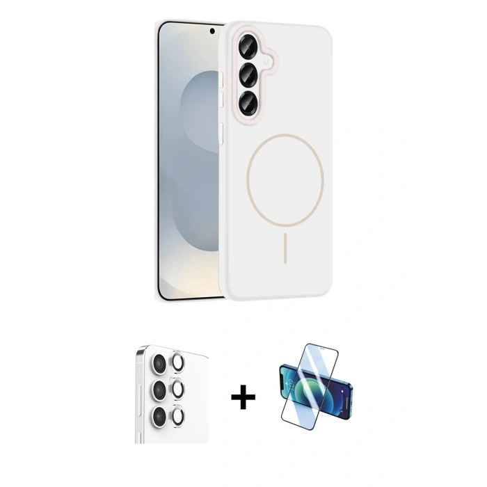 MARSİLYAN™- Galaxy S25 Plus Kılıf Yankı Form Serisi - Siyah 3D Antistatik Cam Ekran Koruyucu + Raze Metal Kamera Lens - GS