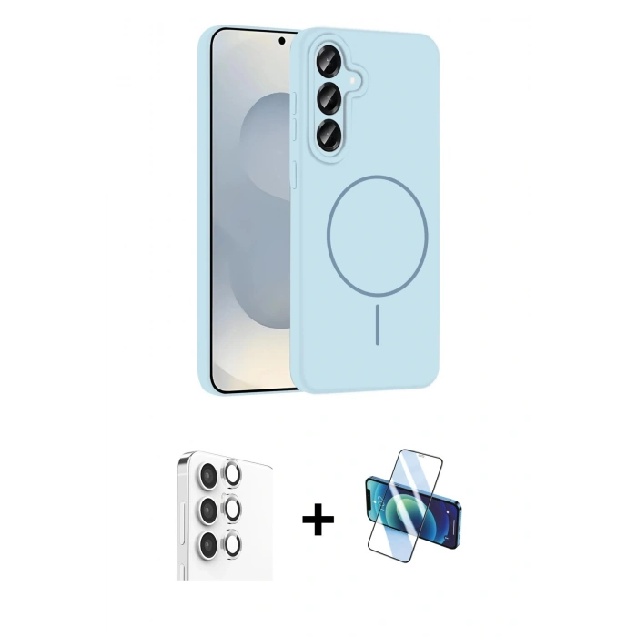 MARSİLYAN™- Galaxy S25 Plus Kılıf Yankı Form Serisi - Siyah 3D Antistatik Cam Ekran Koruyucu + Raze Metal Kamera Lens - GS