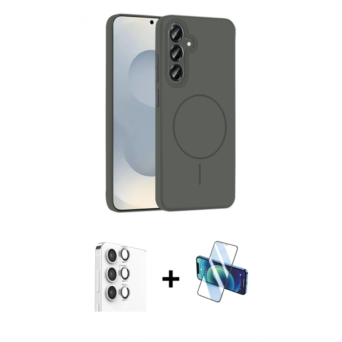 MARSİLYAN™- Galaxy S25 Plus Kılıf Yankı Form Serisi - Siyah 3D Antistatik Cam Ekran Koruyucu + Raze Metal Kamera Lens - GS