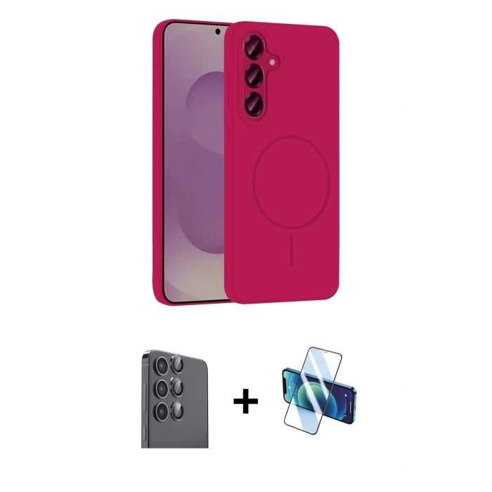 MARSİLYAN™- Galaxy S25 Plus Kılıf Yankı Form Serisi - Siyah 3D Antistatik Cam Ekran Koruyucu + Raze Metal Kamera Lens - SH