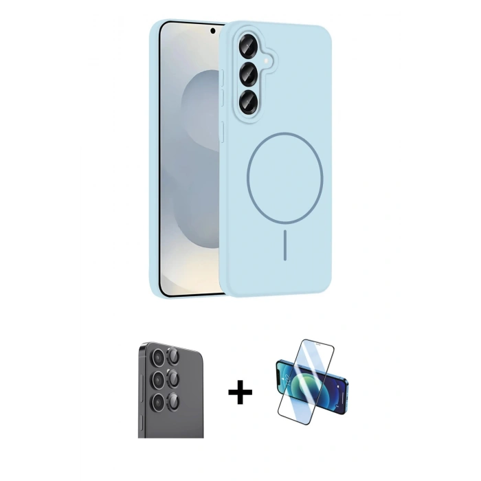 MARSİLYAN™- Galaxy S25 Plus Kılıf Yankı Form Serisi - Siyah 3D Antistatik Cam Ekran Koruyucu + Raze Metal Kamera Lens - SH
