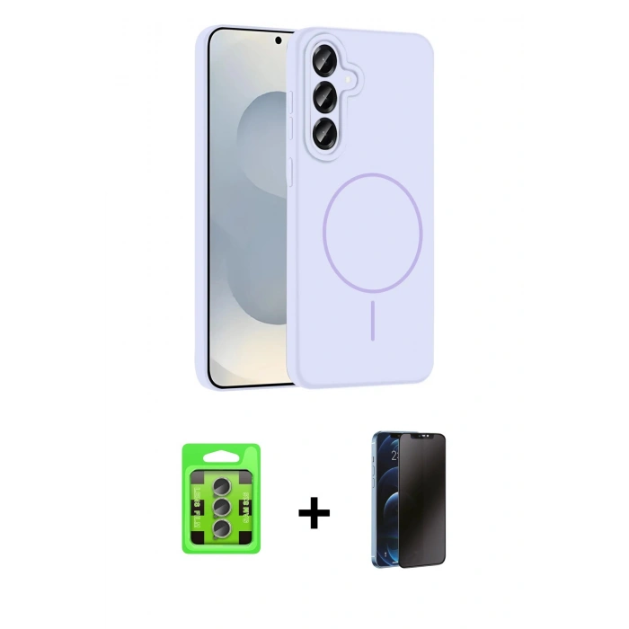 MARSİLYAN™- Galaxy S25 Plus Kılıf Yankı Form Serisi - Siyah 3D Antistatik Hayalet Cam Ekran Koruyucu + Raze Metal Kamera Lens - LI