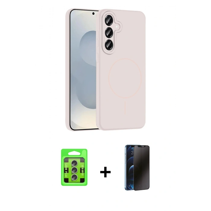 MARSİLYAN™- Galaxy S25 Plus Kılıf Yankı Form Serisi - Siyah 3D Antistatik Hayalet Cam Ekran Koruyucu + Raze Metal Kamera Lens - LI