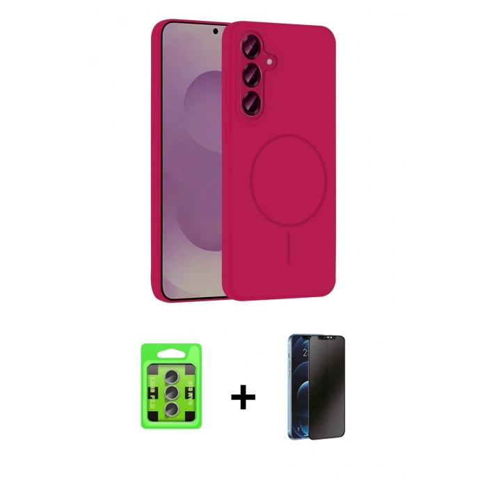 MARSİLYAN™- Galaxy S25 Plus Kılıf Yankı Form Serisi - Siyah 3D Antistatik Hayalet Cam Ekran Koruyucu + Raze Metal Kamera Lens - LI