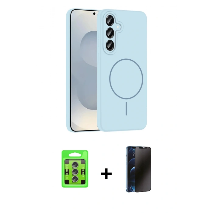 MARSİLYAN™- Galaxy S25 Plus Kılıf Yankı Form Serisi - Siyah 3D Antistatik Hayalet Cam Ekran Koruyucu + Raze Metal Kamera Lens - LI