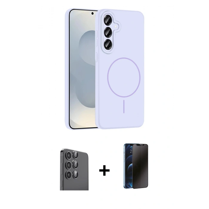 MARSİLYAN™- Galaxy S25 Plus Kılıf Yankı Form Serisi - Siyah 3D Antistatik Hayalet Cam Ekran Koruyucu + Raze Metal Kamera Lens - SH