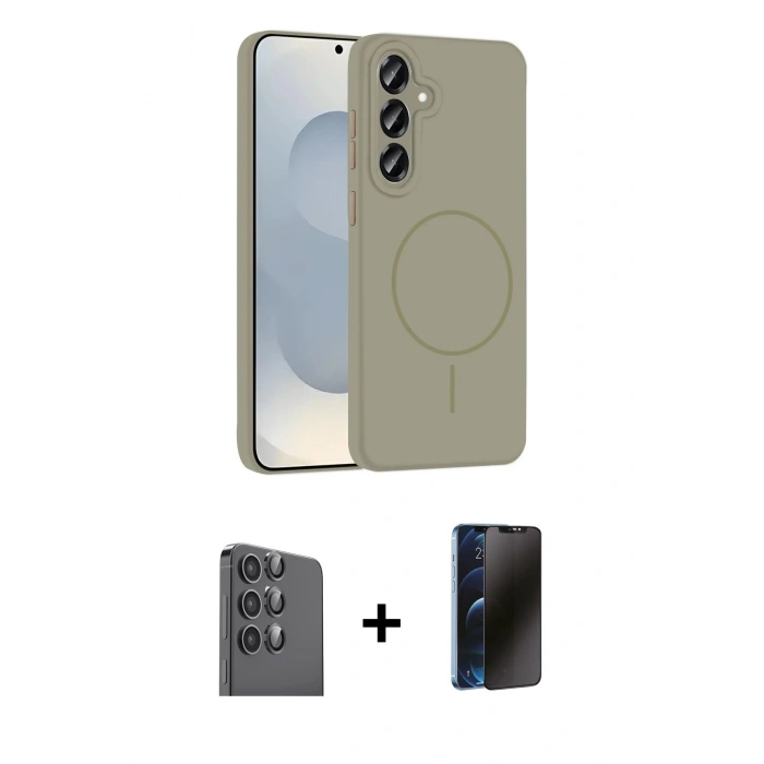 MARSİLYAN™- Galaxy S25 Plus Kılıf Yankı Form Serisi - Siyah 3D Antistatik Hayalet Cam Ekran Koruyucu + Raze Metal Kamera Lens - SH