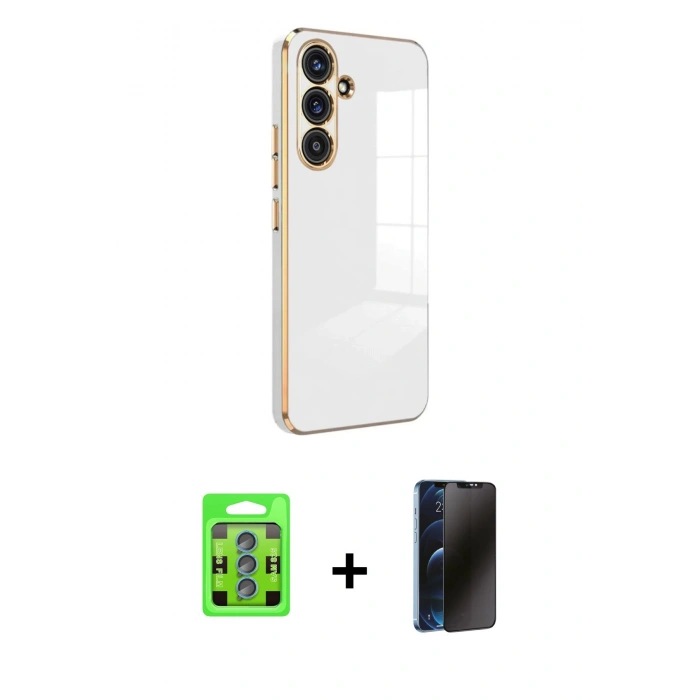 MARSİLYAN™- Galaxy S25 Plus Kılıf Yankı Serisi - Siyah 3D Antistatik Hayalet Cam Ekran Koruyucu + Raze Metal Kamera Lens - MI