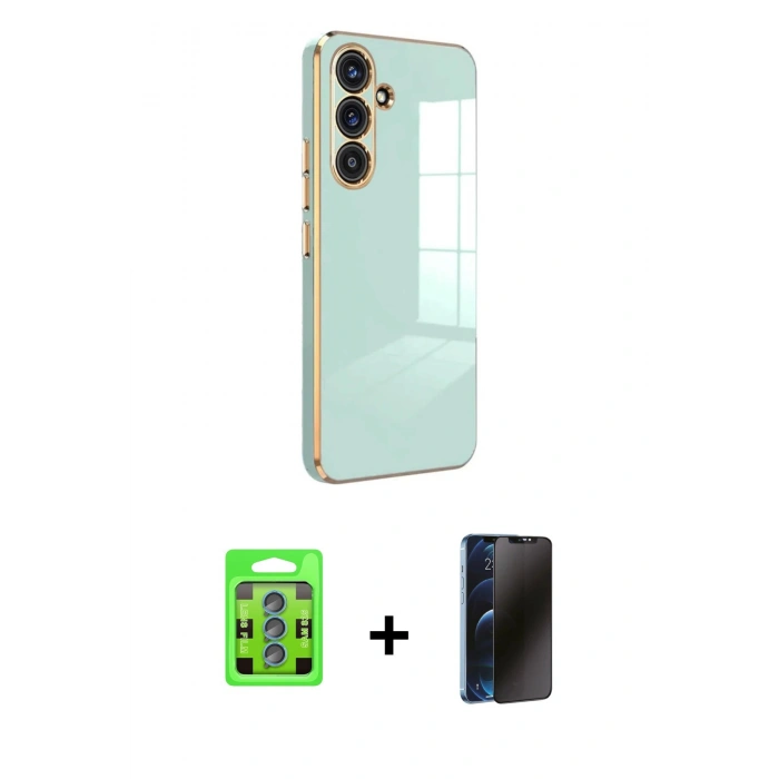 MARSİLYAN™- Galaxy S25 Plus Kılıf Yankı Serisi - Siyah 3D Antistatik Hayalet Cam Ekran Koruyucu + Raze Metal Kamera Lens - MI