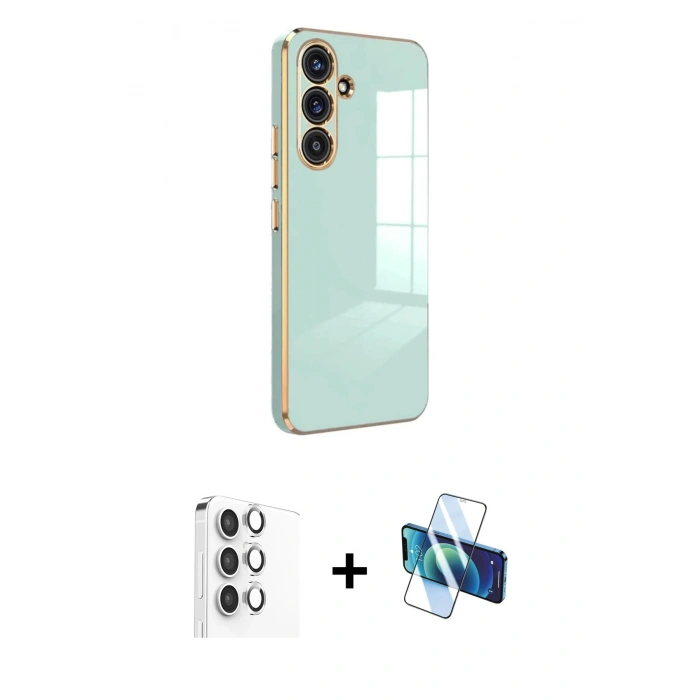 MARSİLYAN™- Galaxy S25 Plus Kılıf Yankı Serisi - Siyah 3D Antistatik Seramik Nano Ekran Koruyucu + Raze Metal Kamera Lens - GS