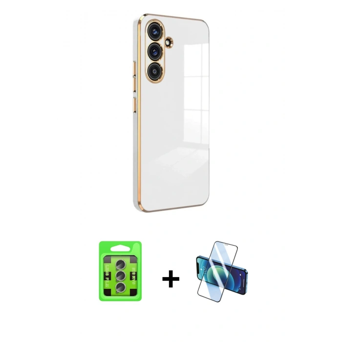 MARSİLYAN™- Galaxy S25 Plus Kılıf Yankı Serisi - Siyah 3D Antistatik Seramik Nano Ekran Koruyucu + Raze Metal Kamera Lens - LI