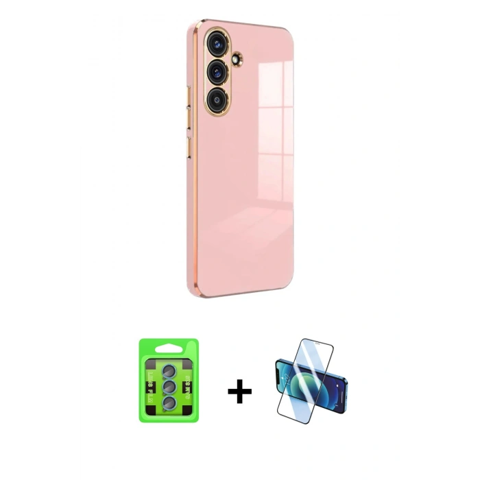MARSİLYAN™- Galaxy S25 Plus Kılıf Yankı Serisi - Siyah 3D Antistatik Seramik Nano Ekran Koruyucu + Raze Metal Kamera Lens - MI