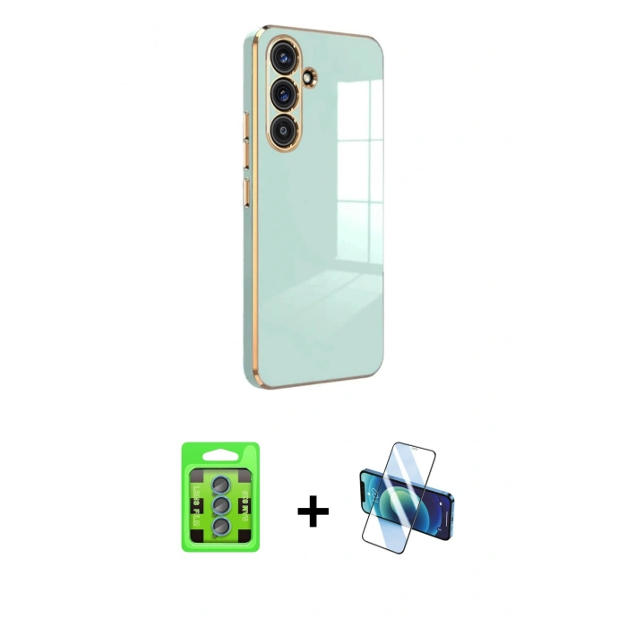 MARSİLYAN™- Galaxy S25 Plus Kılıf Yankı Serisi - Siyah 3D Antistatik Seramik Nano Ekran Koruyucu + Raze Metal Kamera Lens - MI