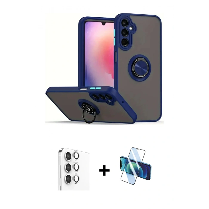 MARSİLYAN™- Galaxy S25 Plus Kılıf Yörünge Çizgi - Siyah 3D Antistatik Seramik Nano Ekran Koruyucu + Raze Metal Kamera Lens - GS
