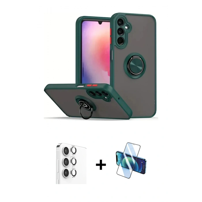 MARSİLYAN™- Galaxy S25 Plus Kılıf Yörünge Çizgi - Siyah 3D Antistatik Seramik Nano Ekran Koruyucu + Raze Metal Kamera Lens - GS