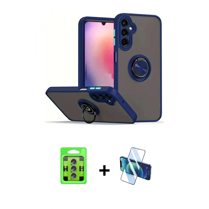 MARSİLYAN™- Galaxy S25 Plus Kılıf Yörünge Çizgi - Siyah 3D Antistatik Seramik Nano Ekran Koruyucu + Raze Metal Kamera Lens - LI