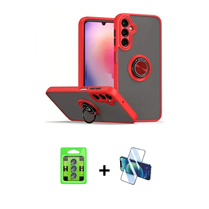 MARSİLYAN™- Galaxy S25 Plus Kılıf Yörünge Çizgi - Siyah 3D Antistatik Seramik Nano Ekran Koruyucu + Raze Metal Kamera Lens - MI