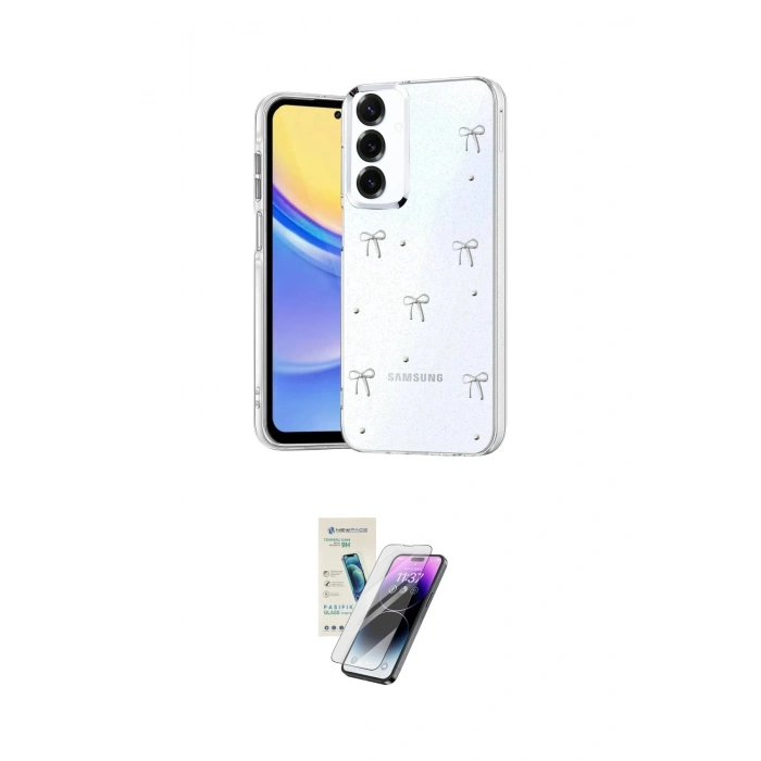 MARSİLYAN™- Galaxy S25 Plus Kılıf Yörünge Form - Şeffaf Pasifik Cam Ekran Koruyucu