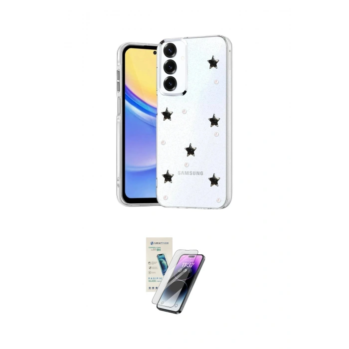 MARSİLYAN™- Galaxy S25 Plus Kılıf Yörünge Form - Şeffaf Pasifik Cam Ekran Koruyucu