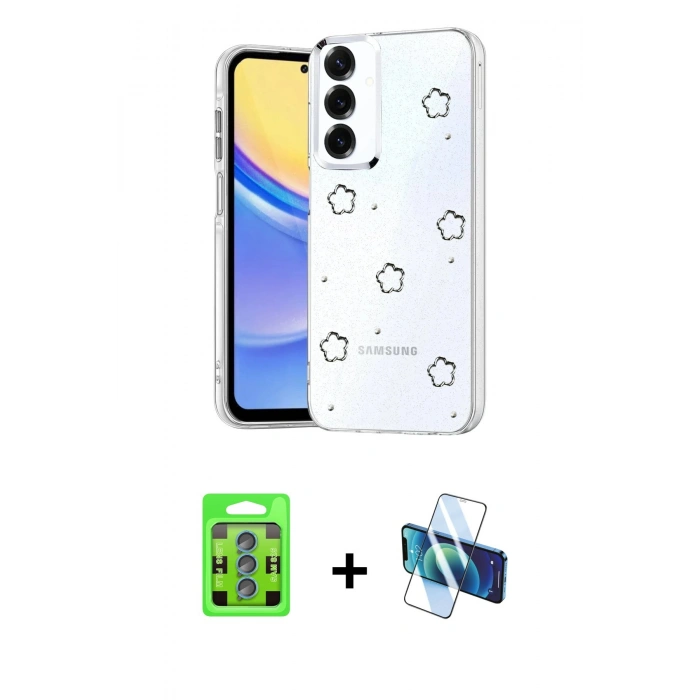MARSİLYAN™- Galaxy S25 Plus Kılıf Yörünge Form - Siyah 3D Antistatik Seramik Nano Ekran Koruyucu + Raze Metal Kamera Lens - MI