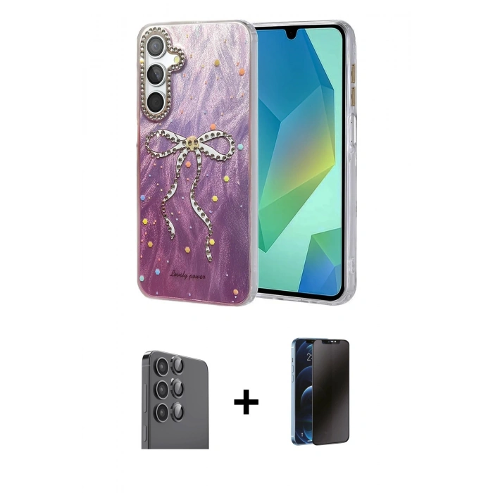 MARSİLYAN™- Galaxy S25 Plus Kılıf Zirve Modern Prime - Siyah 3D Antistatik Hayalet Cam Ekran Koruyucu + Raze Metal Kamera Lens - SH