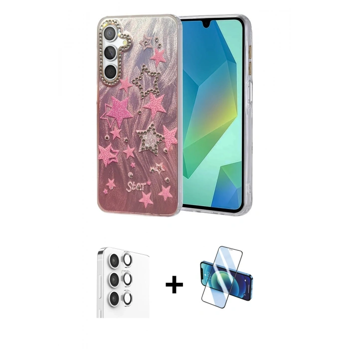 MARSİLYAN™- Galaxy S25 Plus Kılıf Zirve Modern Prime - Siyah 3D Antistatik Seramik Nano Ekran Koruyucu + Raze Metal Kamera Lens - GS