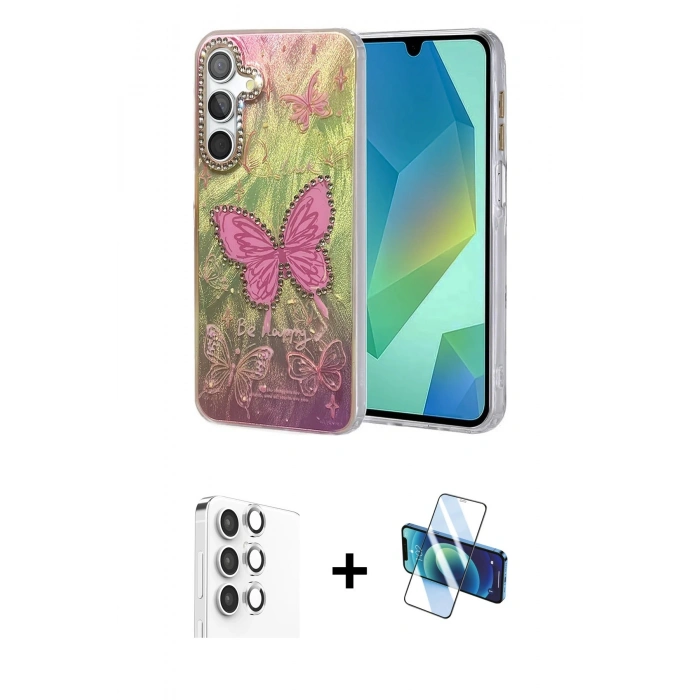 MARSİLYAN™- Galaxy S25 Plus Kılıf Zirve Modern Prime - Siyah 3D Antistatik Seramik Nano Ekran Koruyucu + Raze Metal Kamera Lens - GS