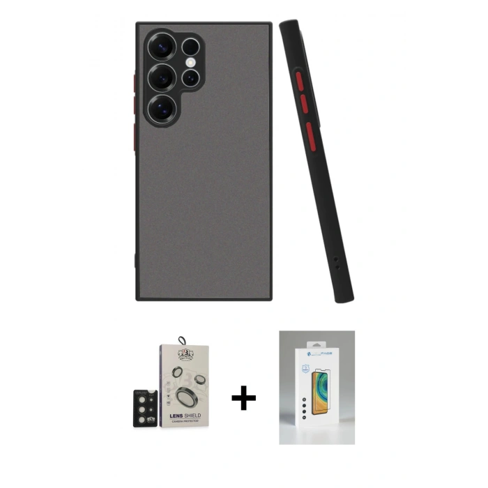 MARSİLYAN™- Galaxy S25 Ultra Kılıf Ahenk Çizgi Serisi - Şeffaf Polymer Nano Ekran Koruyucu + Bilvis Titan Kamera Lens - SH