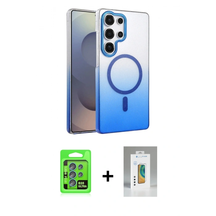 MARSİLYAN™- Galaxy S25 Ultra Kılıf Ahenk Doku Özel Seri - Şeffaf Polymer Nano Ekran Koruyucu + Raze Metal Kamera Lens - MI
