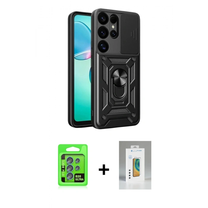 MARSİLYAN™- Galaxy S25 Ultra Kılıf Ahenk Klasik - Şeffaf Polymer Nano Ekran Koruyucu + Raze Metal Kamera Lens - MI
