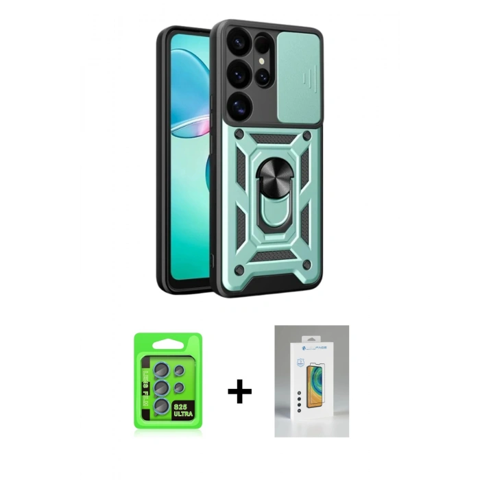 MARSİLYAN™- Galaxy S25 Ultra Kılıf Ahenk Klasik - Şeffaf Polymer Nano Ekran Koruyucu + Raze Metal Kamera Lens - MI