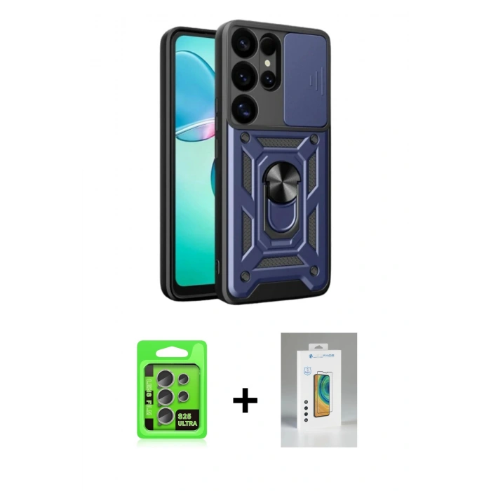 MARSİLYAN™- Galaxy S25 Ultra Kılıf Ahenk Klasik - Şeffaf Polymer Nano Ekran Koruyucu + Raze Metal Kamera Lens - NLGY