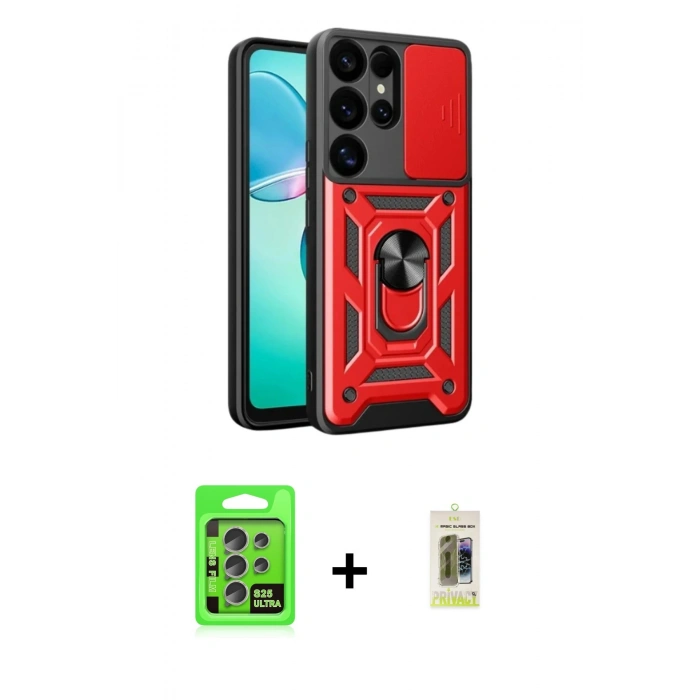MARSİLYAN™- Galaxy S25 Ultra Kılıf Ahenk Klasik - Siyah Joko Magic 5D Hayalet Cam + Raze Metal Kamera Lens - NLGY