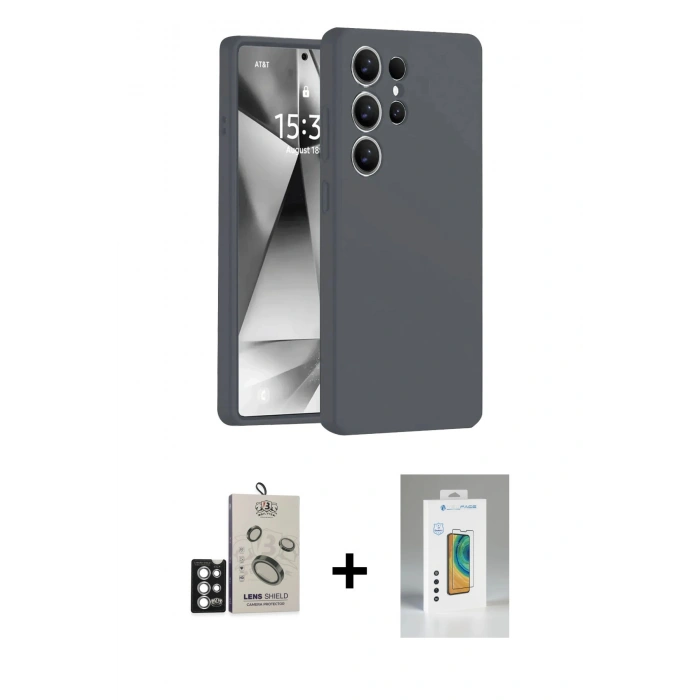 MARSİLYAN™- Galaxy S25 Ultra Kılıf Ahenk Serisi - Şeffaf Polymer Nano Ekran Koruyucu + Bilvis Titan Kamera Lens - GS