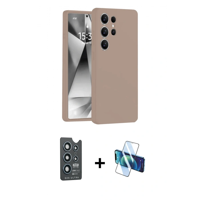 MARSİLYAN™- Galaxy S25 Ultra Kılıf Ahenk Serisi - Siyah 3D Antistatik Seramik Nano Ekran Koruyucu + Bilvis Titan Kamera Lens - LT