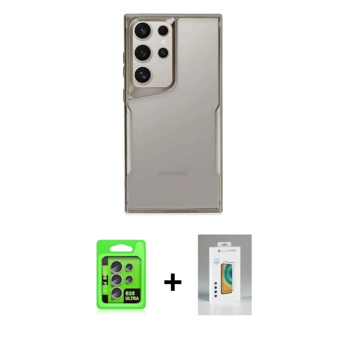 MARSİLYAN™- Galaxy S25 Ultra Kılıf Akış Çizgi Koleksiyonu - Şeffaf Polymer Nano Ekran Koruyucu + Raze Metal Kamera Lens - NLGY