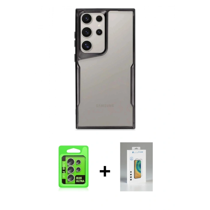 MARSİLYAN™- Galaxy S25 Ultra Kılıf Akış Çizgi Koleksiyonu - Şeffaf Polymer Nano Ekran Koruyucu + Raze Metal Kamera Lens - NLGY