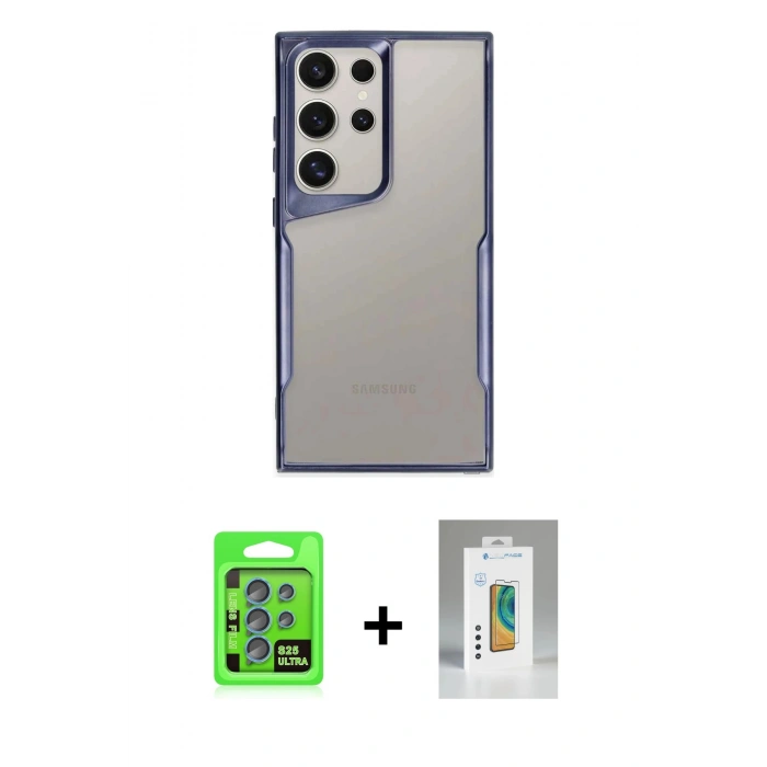 MARSİLYAN™- Galaxy S25 Ultra Kılıf Akış Çizgi Koleksiyonu - Şeffaf Polymer Nano Ekran Koruyucu + Raze Metal Kamera Lens - MI