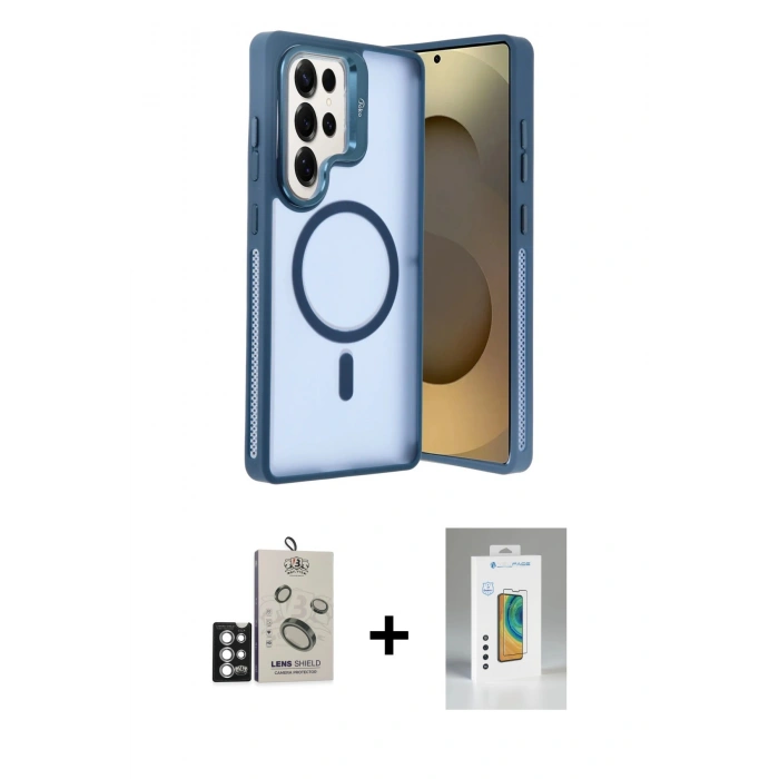 MARSİLYAN™- Galaxy S25 Ultra Kılıf Akış Form - Şeffaf Polymer Nano Ekran Koruyucu + Bilvis Titan Kamera Lens - GS