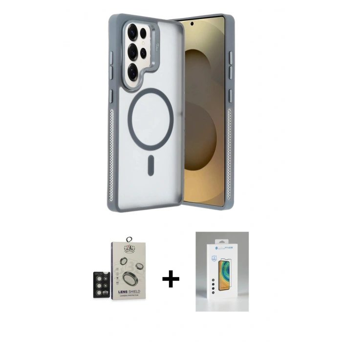 MARSİLYAN™- Galaxy S25 Ultra Kılıf Akış Form - Şeffaf Polymer Nano Ekran Koruyucu + Bilvis Titan Kamera Lens - TNGI