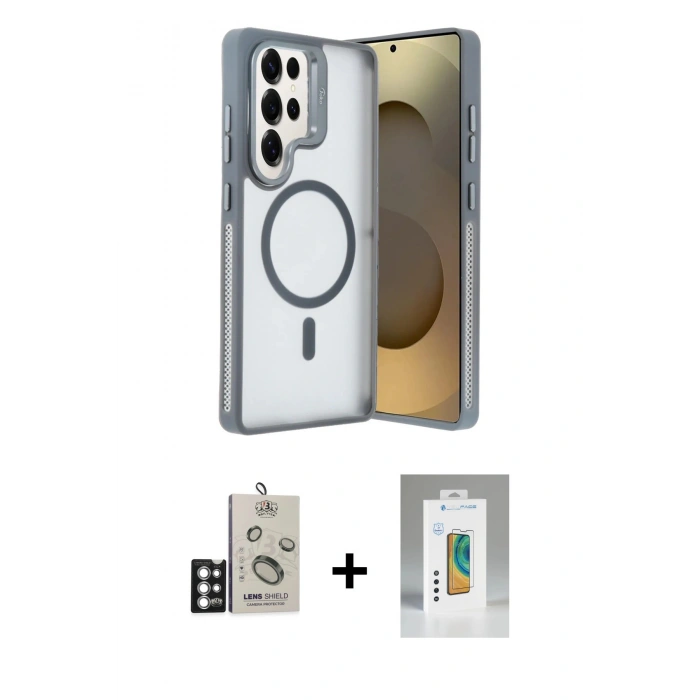 MARSİLYAN™- Galaxy S25 Ultra Kılıf Akış Form - Şeffaf Polymer Nano Ekran Koruyucu + Bilvis Titan Kamera Lens - GS