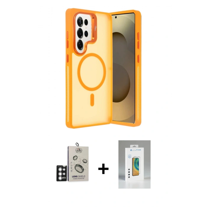 MARSİLYAN™- Galaxy S25 Ultra Kılıf Akış Form - Şeffaf Polymer Nano Ekran Koruyucu + Bilvis Titan Kamera Lens - GS