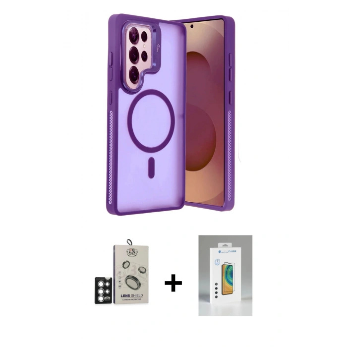 MARSİLYAN™- Galaxy S25 Ultra Kılıf Akış Form - Şeffaf Polymer Nano Ekran Koruyucu + Bilvis Titan Kamera Lens - GS