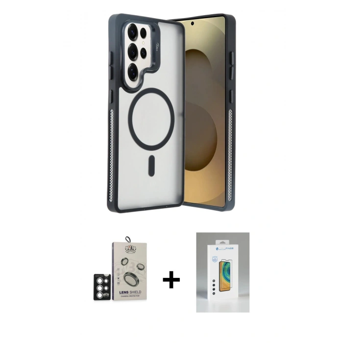 MARSİLYAN™- Galaxy S25 Ultra Kılıf Akış Form - Şeffaf Polymer Nano Ekran Koruyucu + Bilvis Titan Kamera Lens - GS
