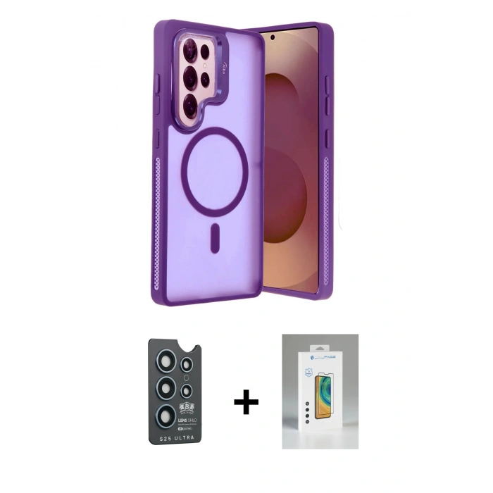 MARSİLYAN™- Galaxy S25 Ultra Kılıf Akış Form - Şeffaf Polymer Nano Ekran Koruyucu + Bilvis Titan Kamera Lens - LT